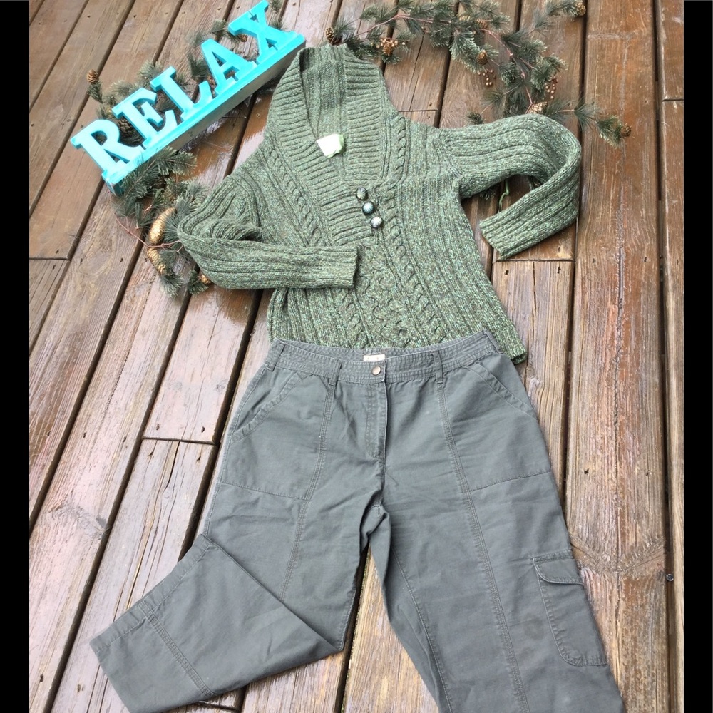Old Navy Green Chunky Hooded Sweater EUC